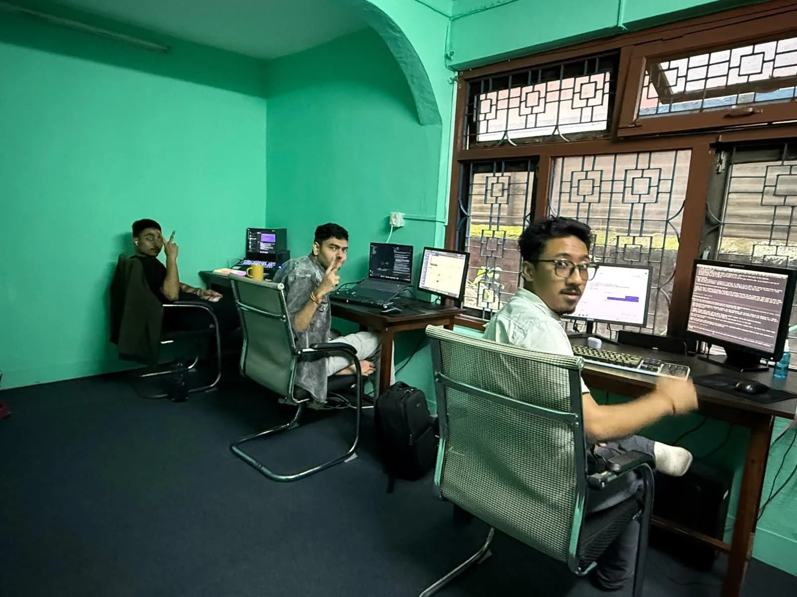 Developers at their workstations in the Himalaya Talents office in Kathmandu